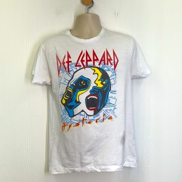 Def Leppard - Double Faces Hysteria Fun Graphic Short Sleeve Band Tee Size Med - Picture 2 of 9